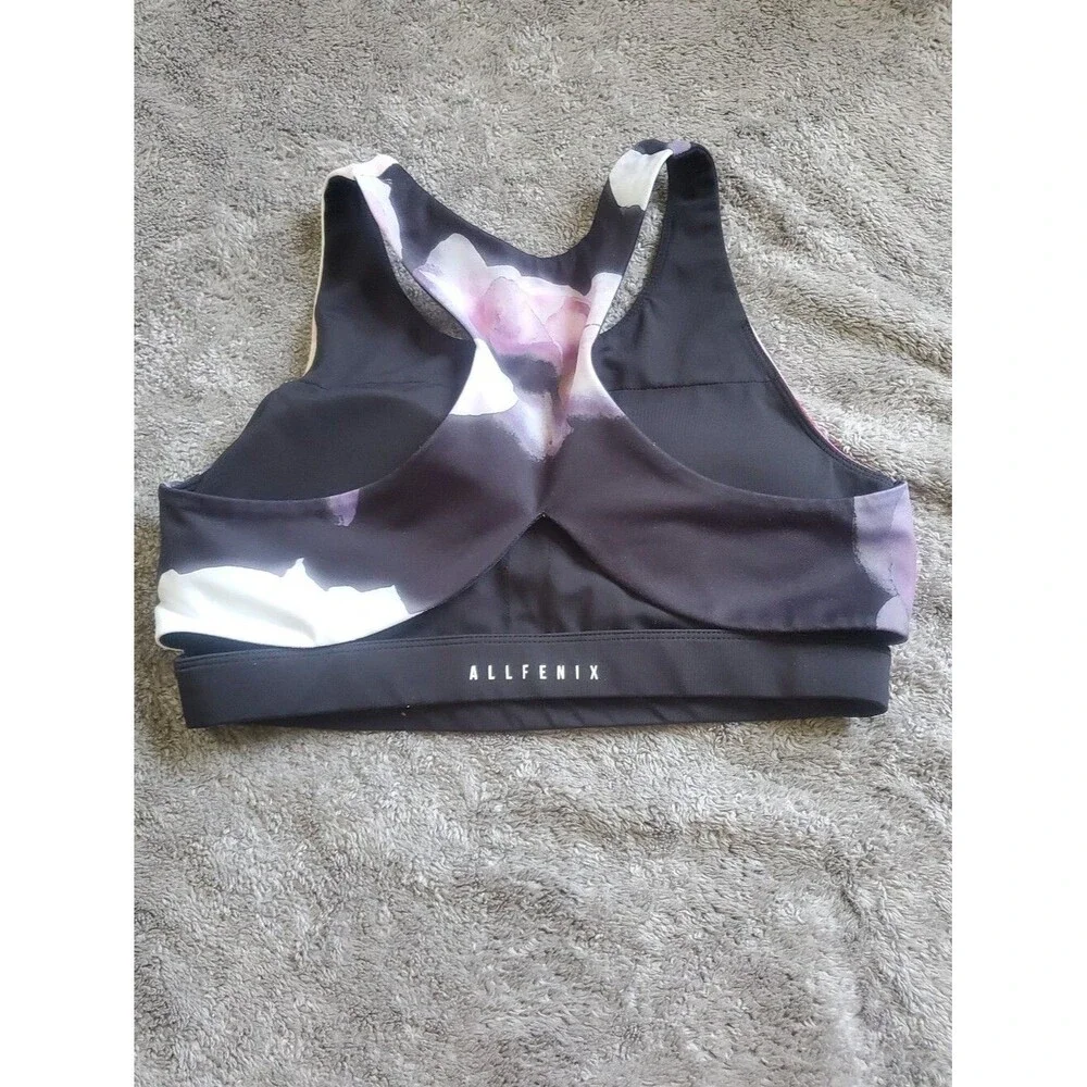 All Fenix Rosa Sports Bra in a black multi-color floral print Size M